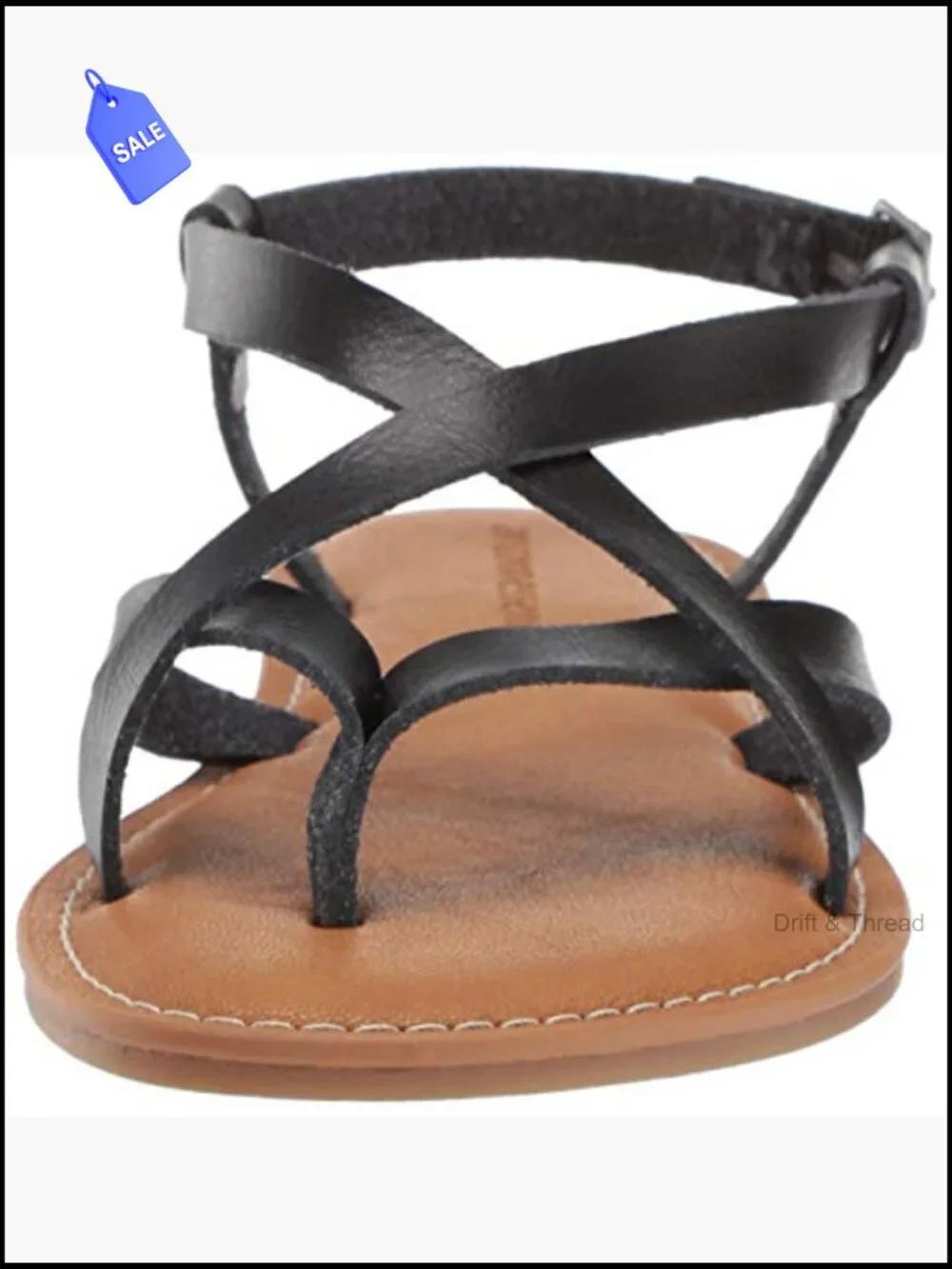 Women's Casual Strappy Thong Sandals Faux Leather Adjustable Ankle Strap Padded